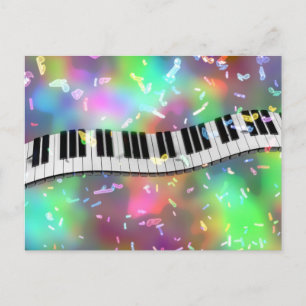 rainbow piano postcard