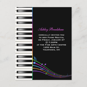 Rainbow Piano Recital Invitation