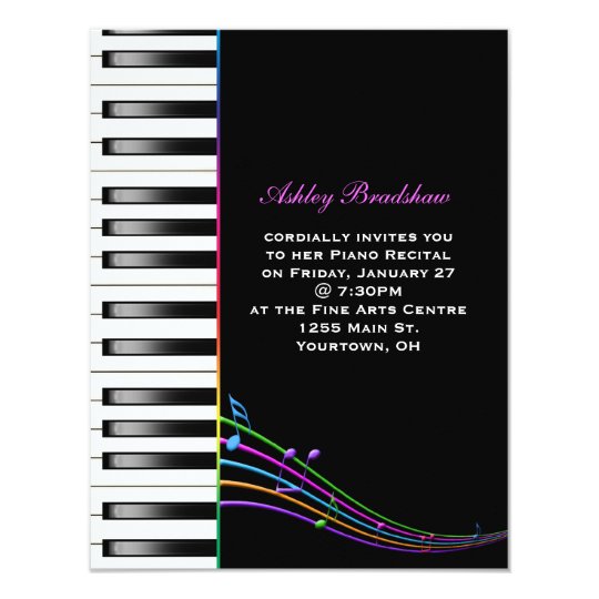 Rainbow Piano Recital Invitation Zazzle Com