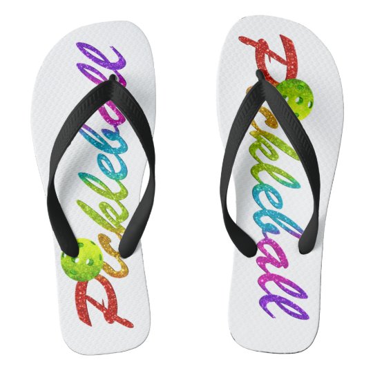 flip flops with rainbow logo