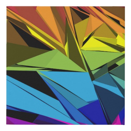 rainbow pieces of broken glass or shards art faux canvas print