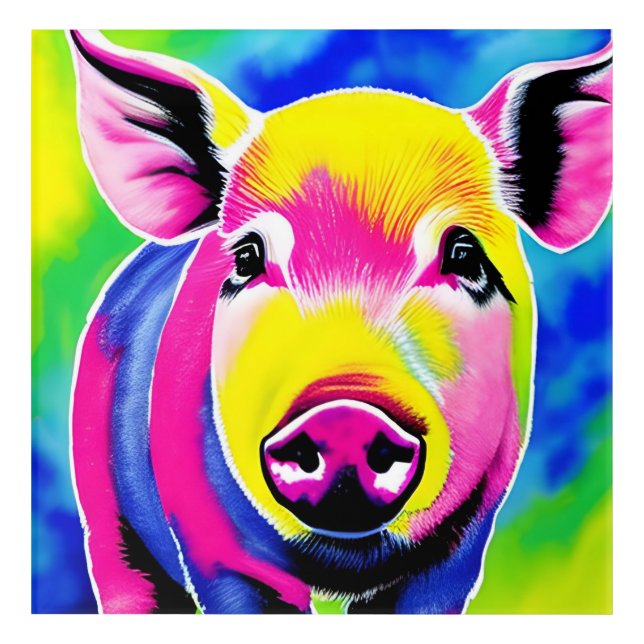 Rainbow Pig Acrylic Wall Art (Front)