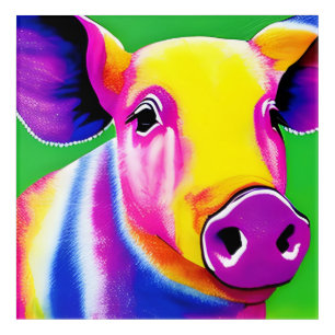 Rainbow Pig Acrylic Wall Art