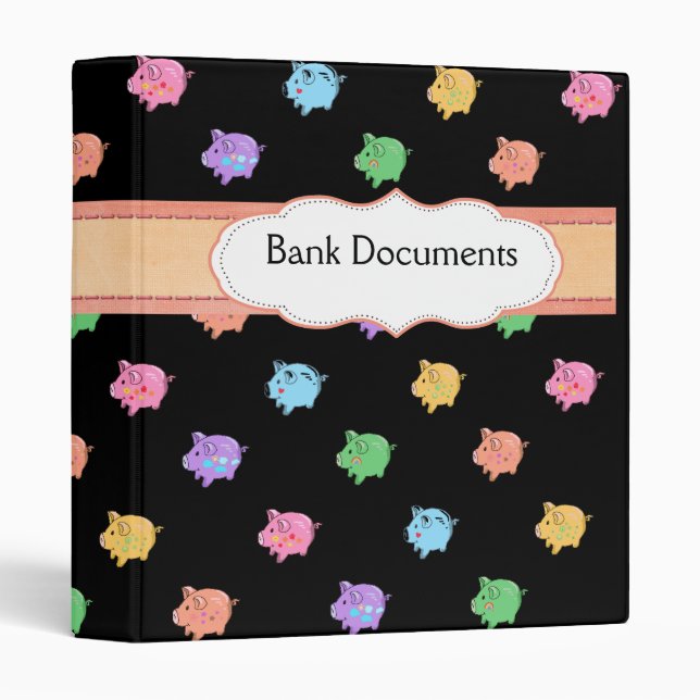 Rainbow Pig Pattern on black Binder (Front/Spine)