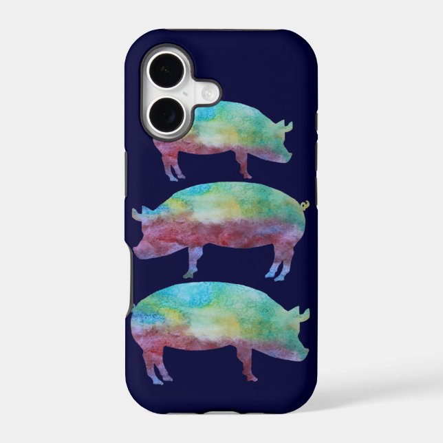 Rainbow Pig Stack Iphone Case (Back)