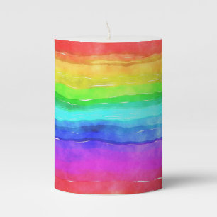 Rainbow Pillar Candle