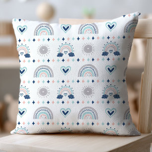 Rainbow Pillow Gift Navy Pink Boho for Baby