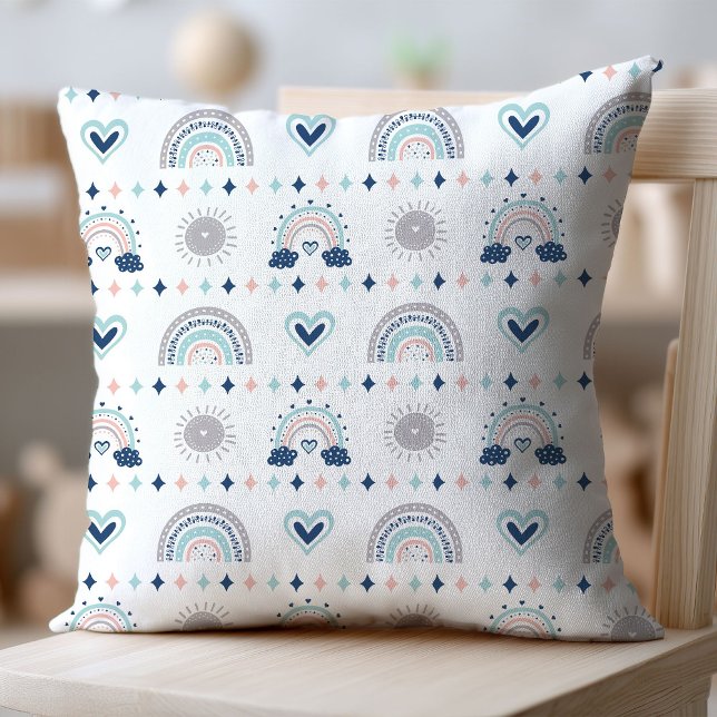 Rainbow Pillow Gift Navy Pink Boho for Baby (Rainbow Pillow Gift Navy Pink Boho for Baby)