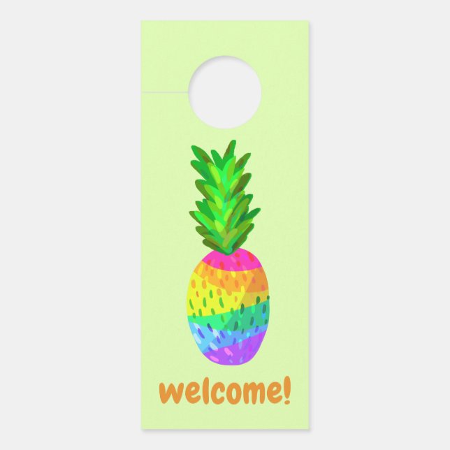 Rainbow Pineapple Door Hanger (Front)