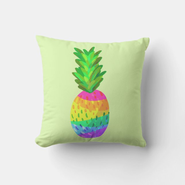 Rainbow Pineapple Outdoor Pillow (Front)
