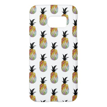Rainbow Pineapple Watercolor and Ink Pattern Samsung Galaxy S7 Case