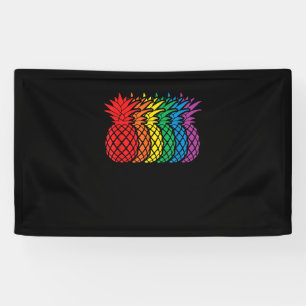Rainbow Pineapples Aloha Hawaiian Gay Pride Month  Banner