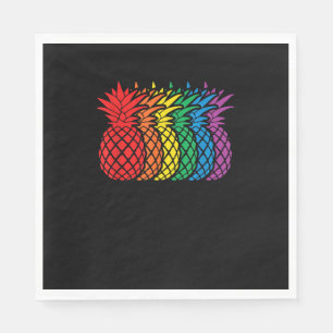 Rainbow Pineapples Aloha Hawaiian Gay Pride Month Napkins