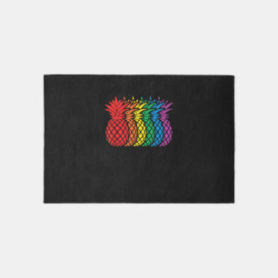 Rainbow Pineapples Aloha Hawaiian Gay Pride Month  Rug