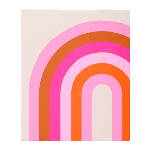 Rainbow Pink and Orange Boho Arch Metal Print