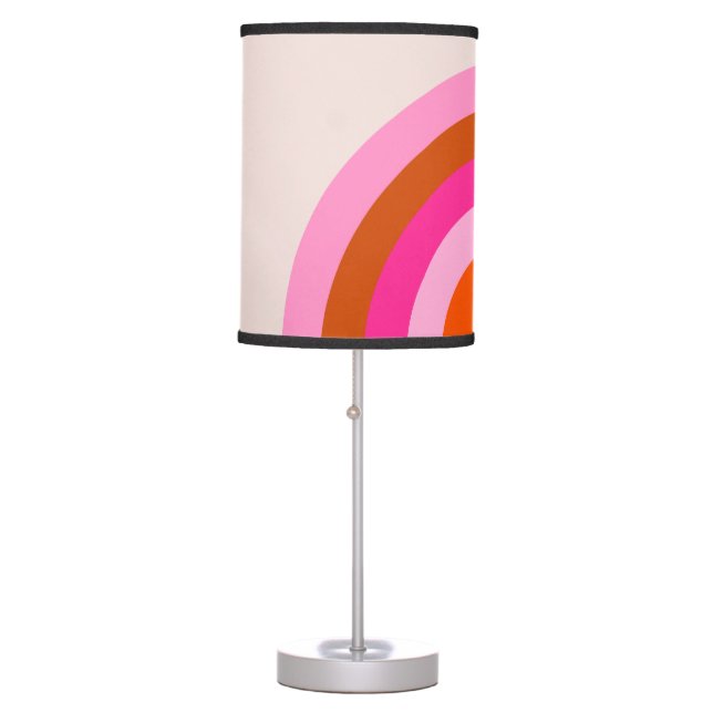 Rainbow Pink and Orange Boho Arch Table Lamp (Front)
