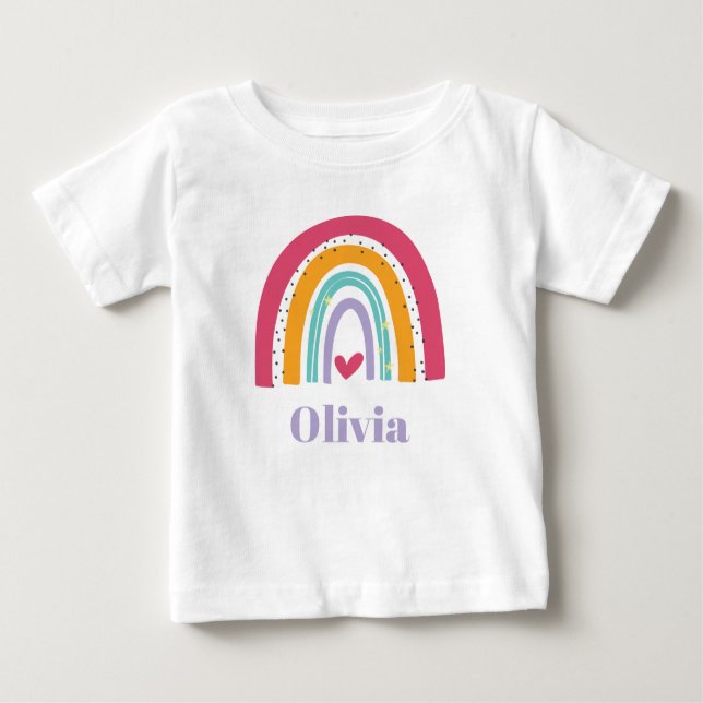 Rainbow Pink and Purple Personalized T-Shirt (Front)