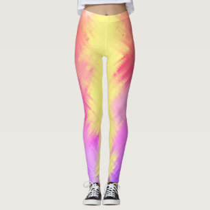 Rainbow Pink and Yellow All-Over-Print Leggings