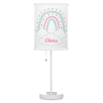 Rainbow Pink Blue Baby Girl Nursery Table Lamp