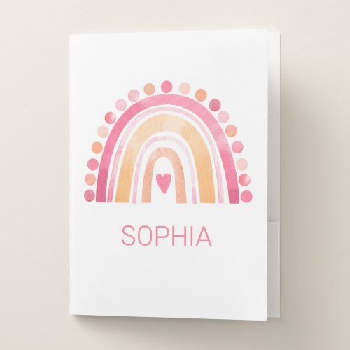 Rainbow pink boho watercolor Pocket Folder