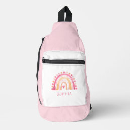 Rainbow, pink boho watercolor sling bag
