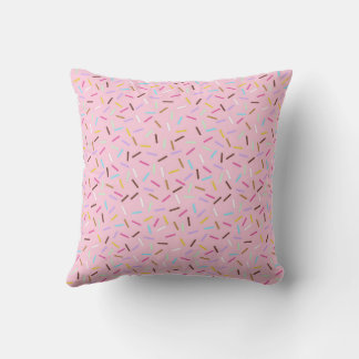 Rainbow Pink Donut Sprinkles Print Throw Pillow