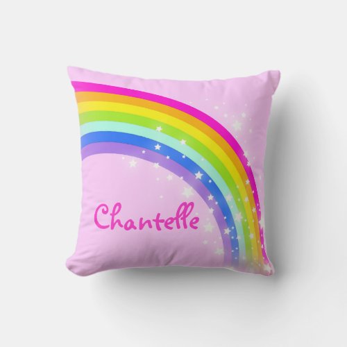 rainbow pink _ girls your name cushion pillow