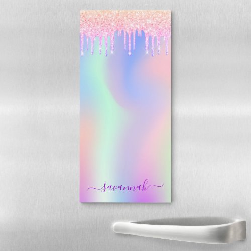 Rainbow pink glitter rose gold sparkle glam name magnetic notepad