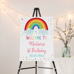 Rainbow Pink Gold Birthday Welcome Foam Board