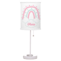 Rainbow Pink Gray Baby Girl Nursery Table Lamp