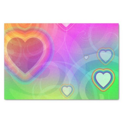 Rainbow Pink Green Hearts Tissue Paper