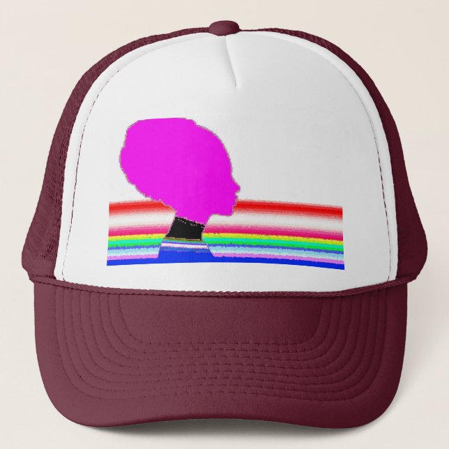Rainbow Pink Profile – Pop Art Trucker Hat (Front)