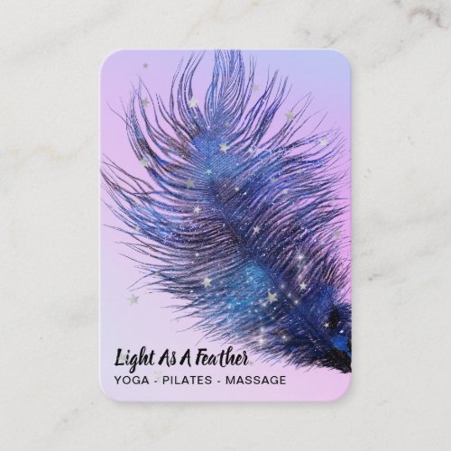   Rainbow Pink Sky Stars Cosmic Feather Boho Business Card