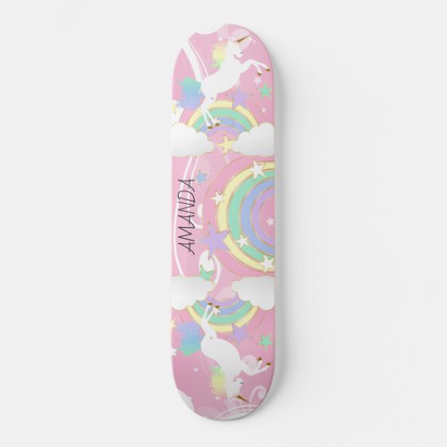 Rainbow Pink Unicorn Skateboard