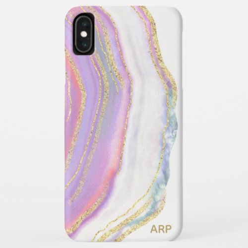  Rainbow Pink White Agate Gold Glitter Pastel iPhone XS Max Case