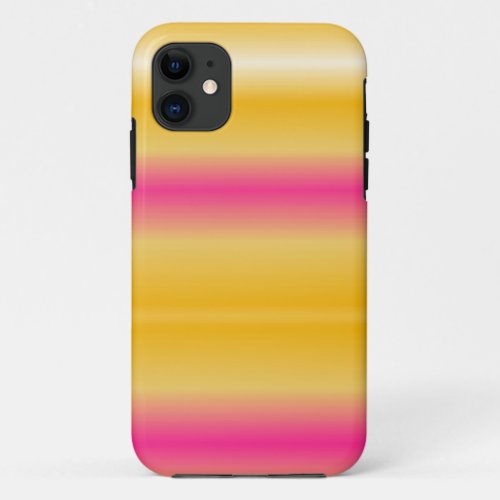 Rainbow Pink Yellow Stripes Background iPhone 11 Case