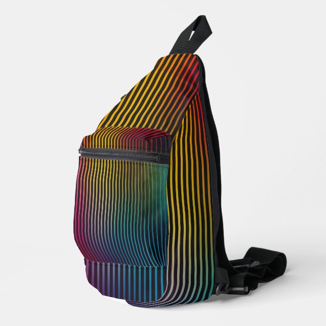 Rainbow Pinstripe Digital Art Sling Bag (Right Corner)