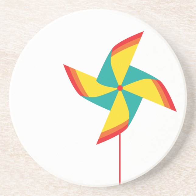 rainbow pinwheel drink coaster (Front)