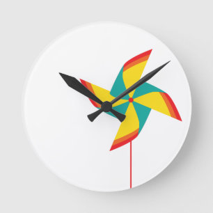 rainbow pinwheel round clock