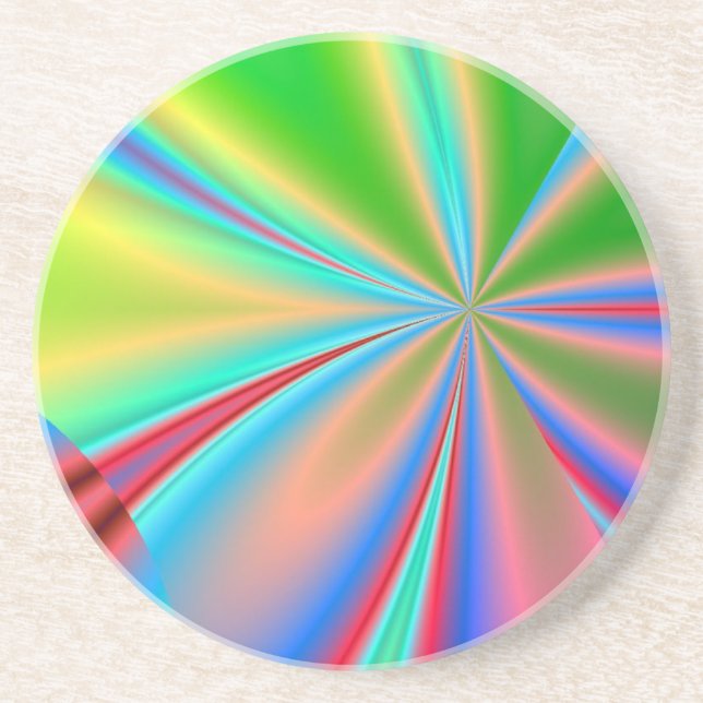 Rainbow Pinwheel Sandstone Coaster (Front)