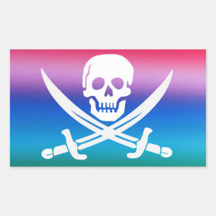 Rainbow Pirate Jolly Roger Sticker