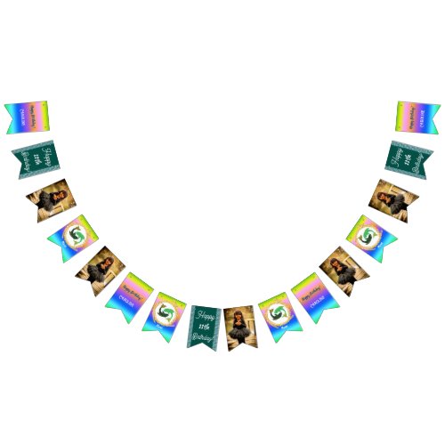 Rainbow Pisces Glitter Birthday Party Bunting Flags