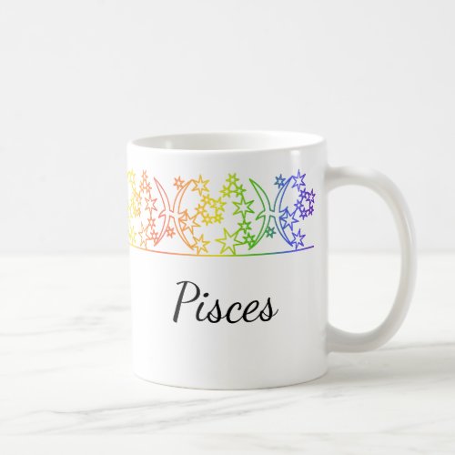 Rainbow Pisces Star Sign Personalized Mug