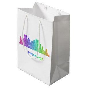 Rainbow Pittsburgh skyline Medium Gift Bag