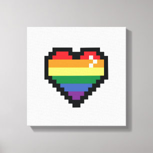 Rainbow Pixel Heart Canvas Print