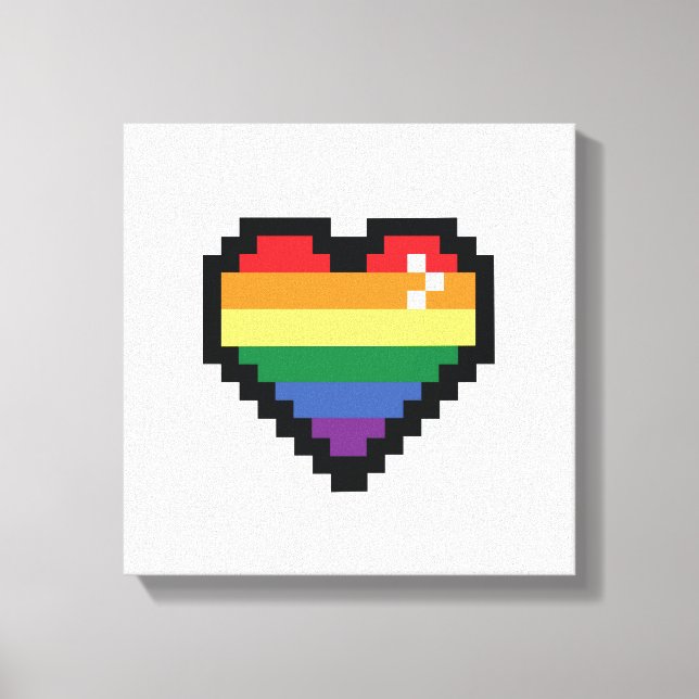 Rainbow Pixel Heart Canvas Print (Front)