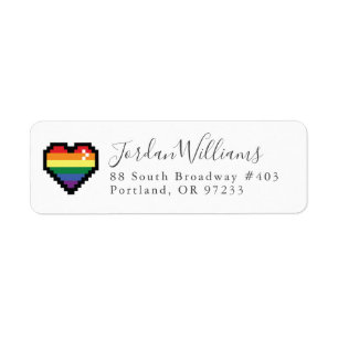 Rainbow Pixel Heart Label