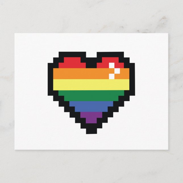 Rainbow Pixel Heart Postcard (Front)
