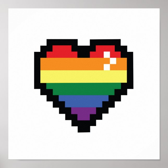 Rainbow Pixel Heart Poster (Front)