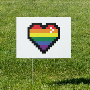 Rainbow Pixel Heart Sign